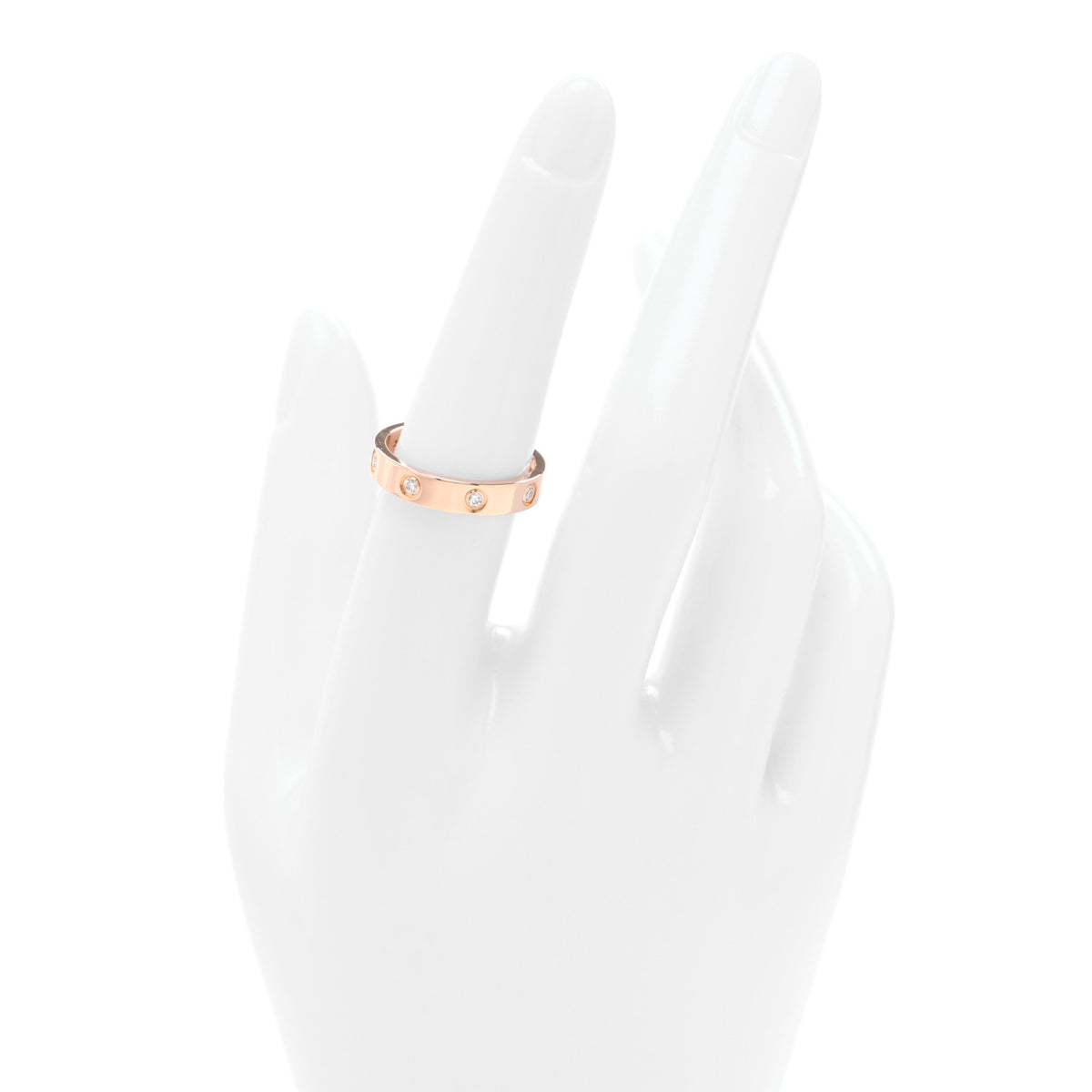 18K Pink Gold 8 Diamond 4mm LOVE Wedding Band Ring 54 7