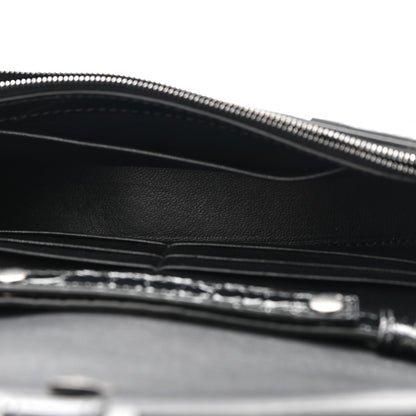 Balenciaga Shiny Calfskin Monochrome Crocodile Embossed Hourglass Chain Bag Black 5 of 8