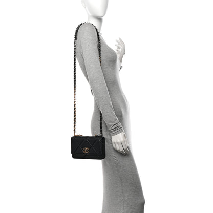Chanel Lambskin Quilted Chanel 19 Wallet On Chain WOC Black 2 of 12