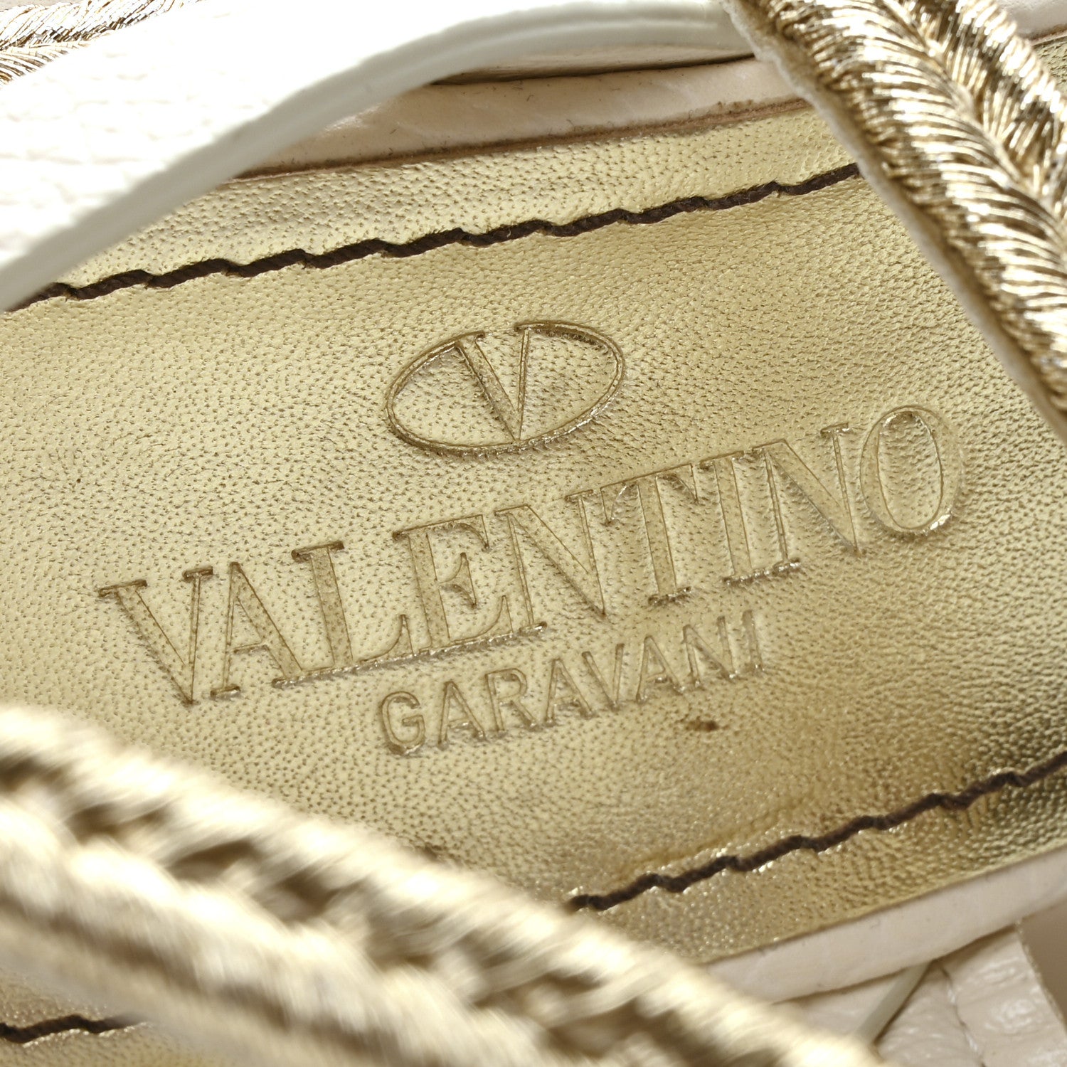 Valentino Garavani Grained Calfskin Roman Stud Espadrille Wedge Ankle Wrap Sandals 37 White 8 of 9