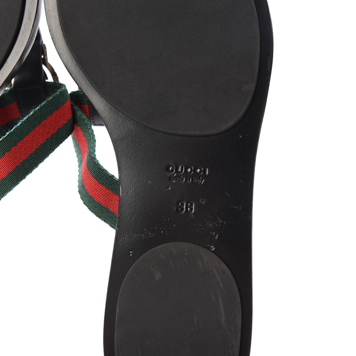Nylon Guccissima Web Womens Thong Sandals 38 Green Red Black