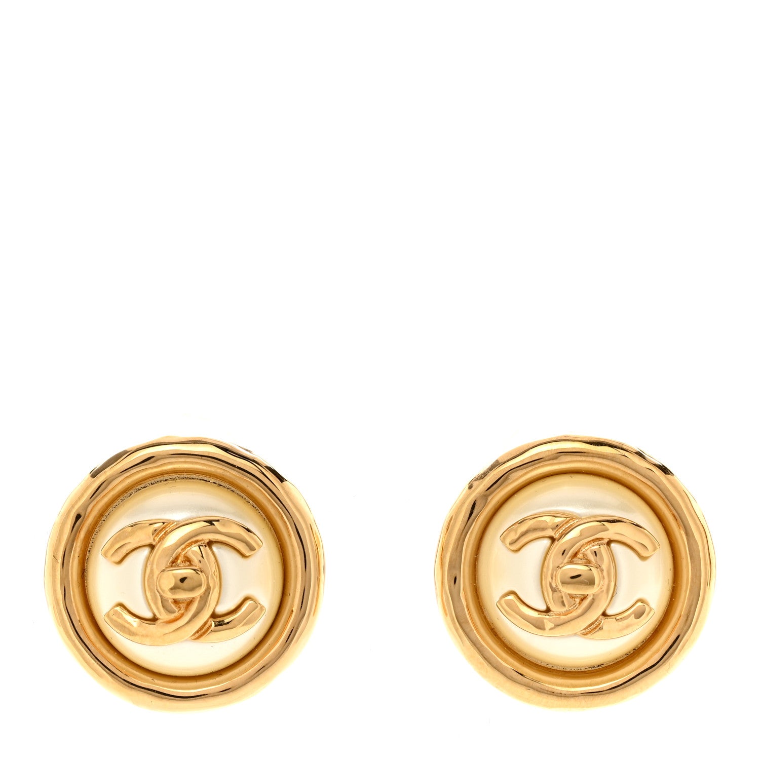 Chanel Pearl CC Turnlock Round Earrings Gold 1 of 5