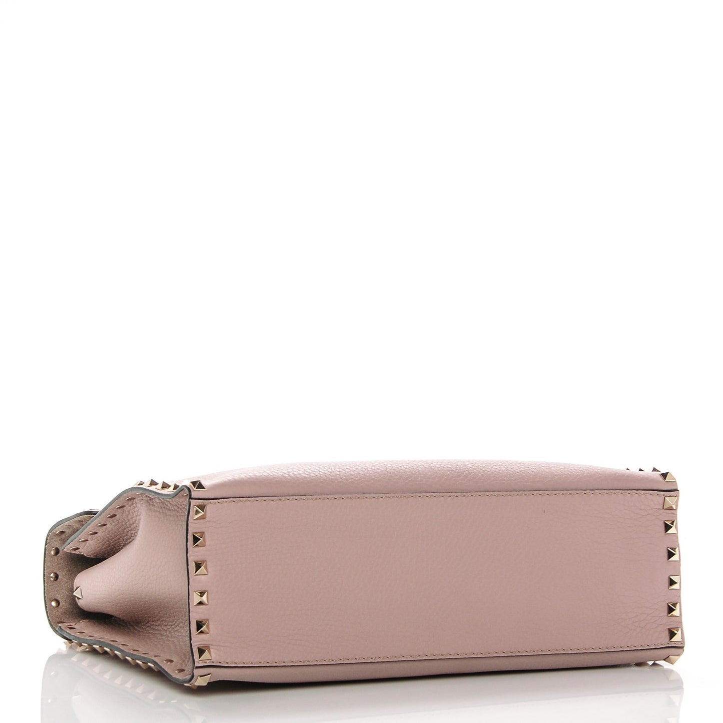 Pebbled Calfskin Rockstud Single Handle Flap Bag Poudre