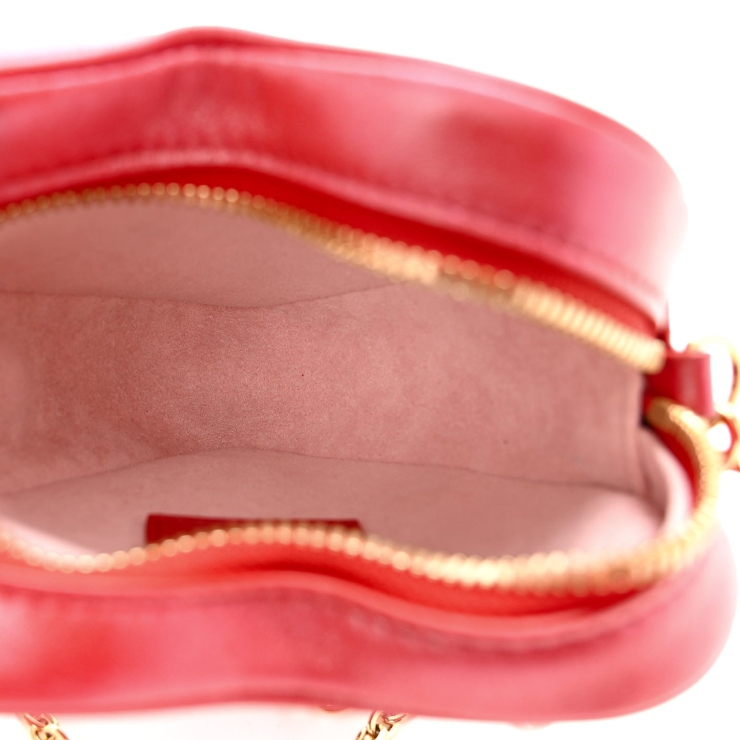 Lambskin Embossed Monogram Fall In Love Sac Coeur Heart Chain Bag Lipstick Red