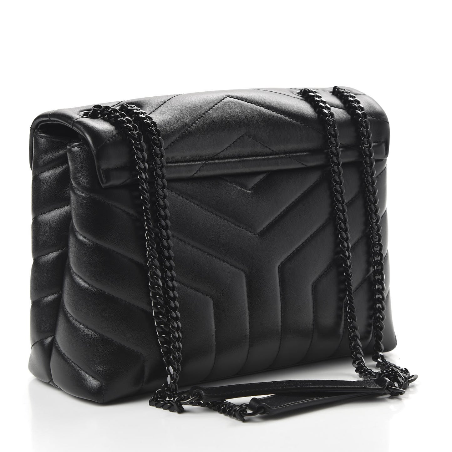Calfskin Y Quilted Monogram Small Loulou Chain Satchel Black