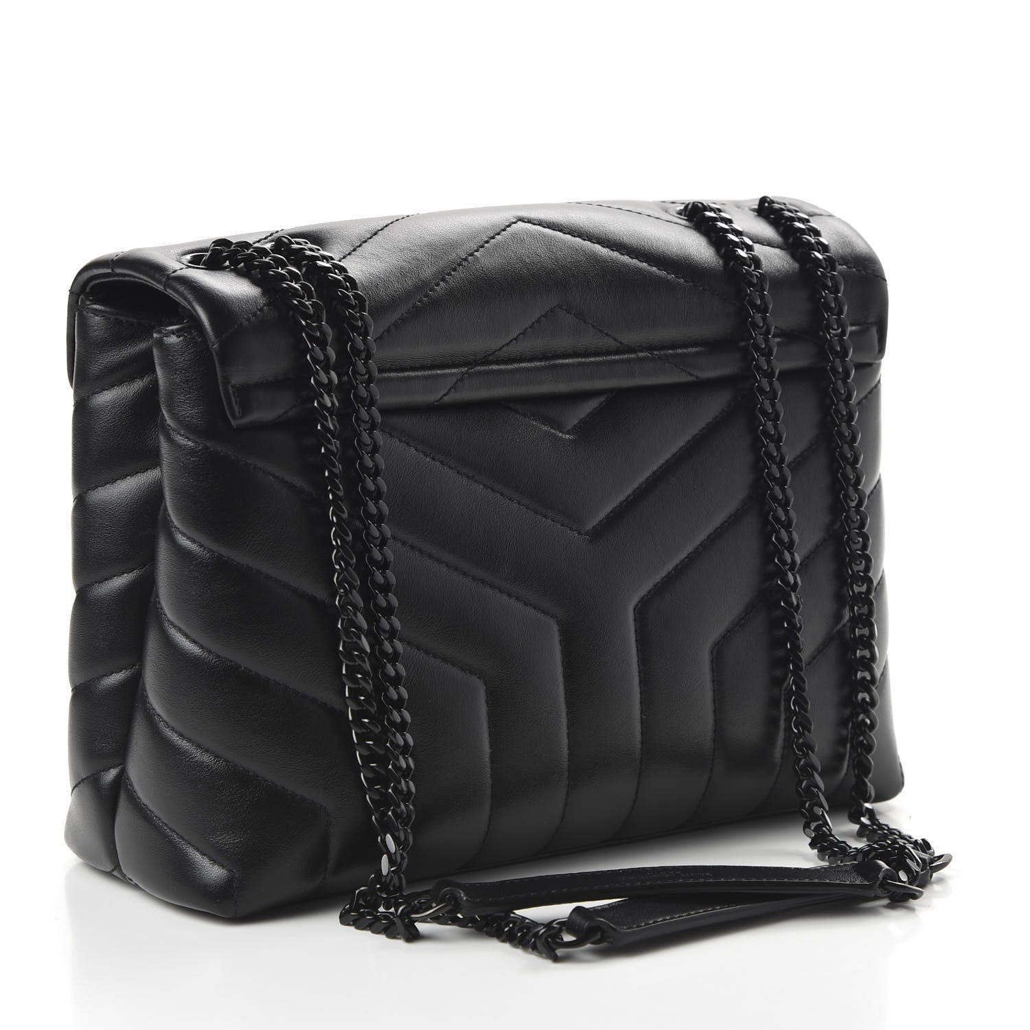 Saint Laurent Calfskin Y Quilted Monogram Small Loulou Chain Satchel Black 3 of 9