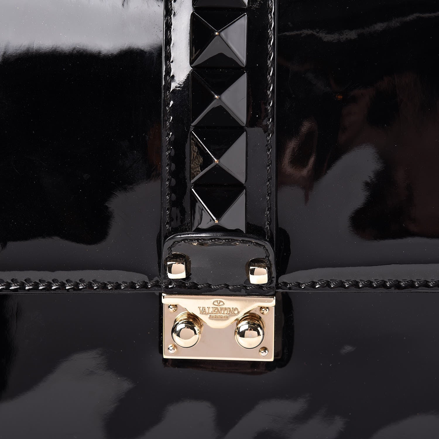 Valentino Garavani Patent Monochrome Large Glam Lock Rockstud Flap Black 7 of 10