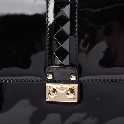 Valentino Garavani Patent Monochrome Large Glam Lock Rockstud Flap Black 7 of 10