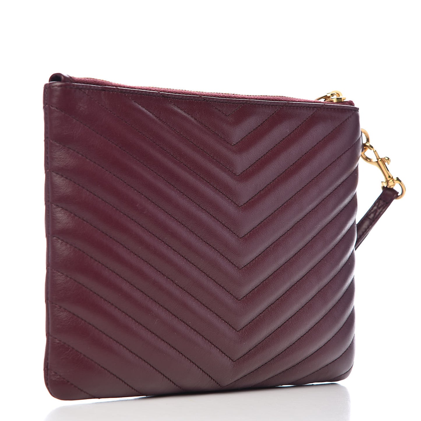 Calfskin Matelasse Chevron Monogram A5 Wristlet Dark Legion Red