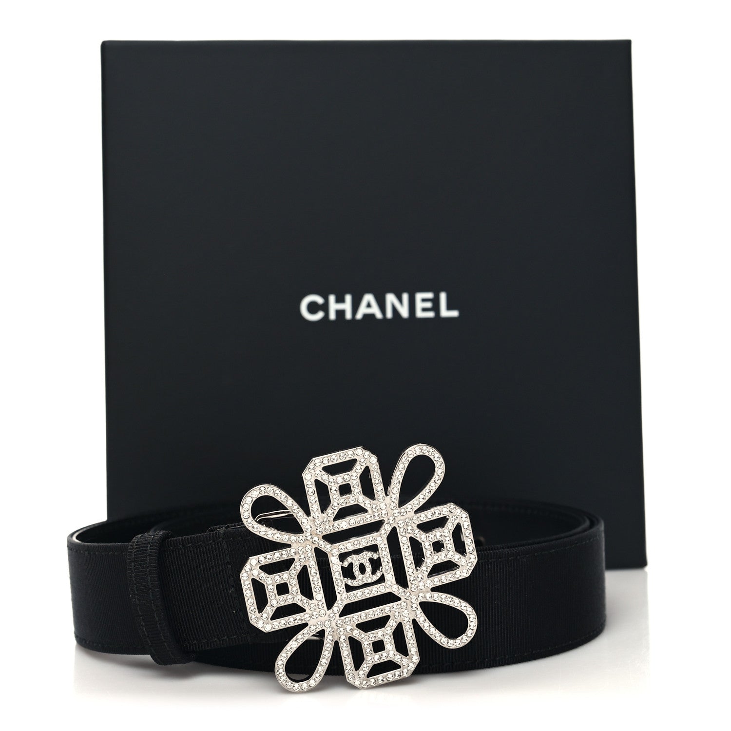 Chanel Grosgrain Crystal Belt 75 30 Black 8 of 8