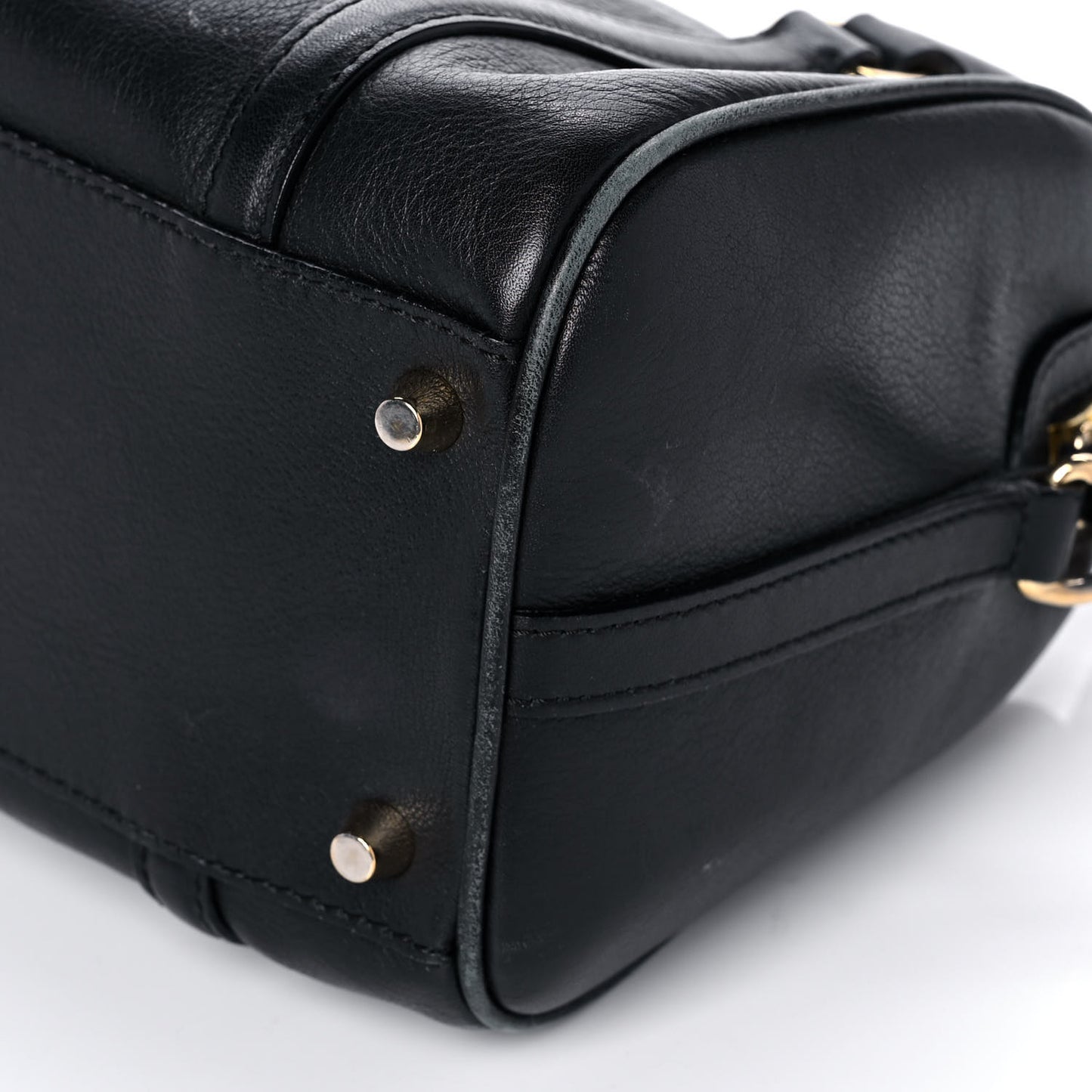 Grained Calfskin Small Alchester Bowling Bag Black