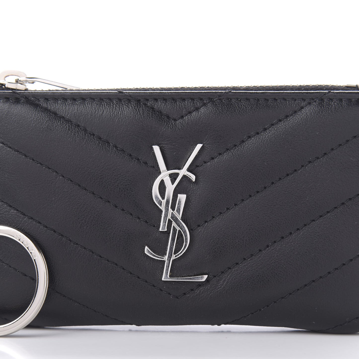 Calfskin Matelasse Monogram Key Pouch Black