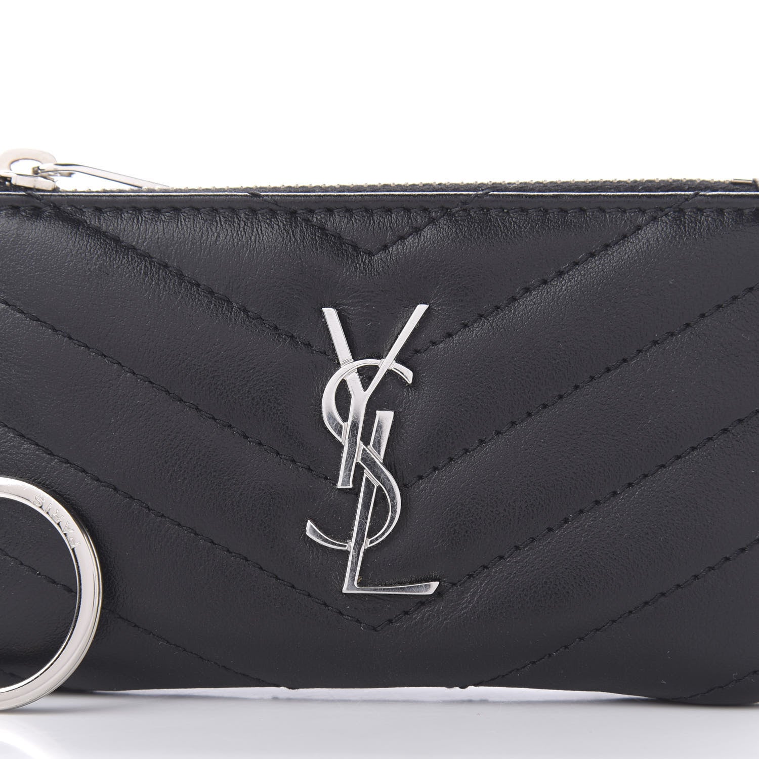 Saint Laurent Calfskin Matelasse Monogram Key Pouch Black 10 of 11