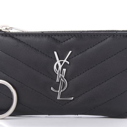 Saint Laurent Calfskin Matelasse Monogram Key Pouch Black 10 of 11