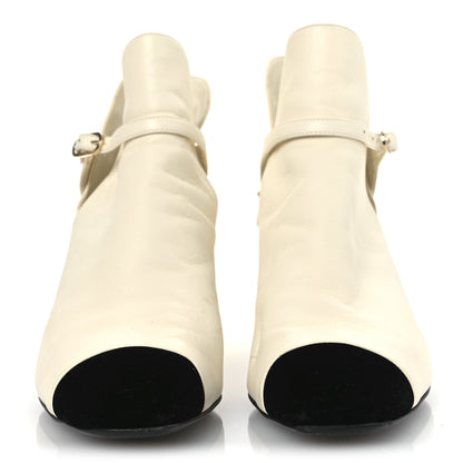 Chanel Lambskin Velvet Cap Toe Short Ankle Boots 37.5 White 3 of 15