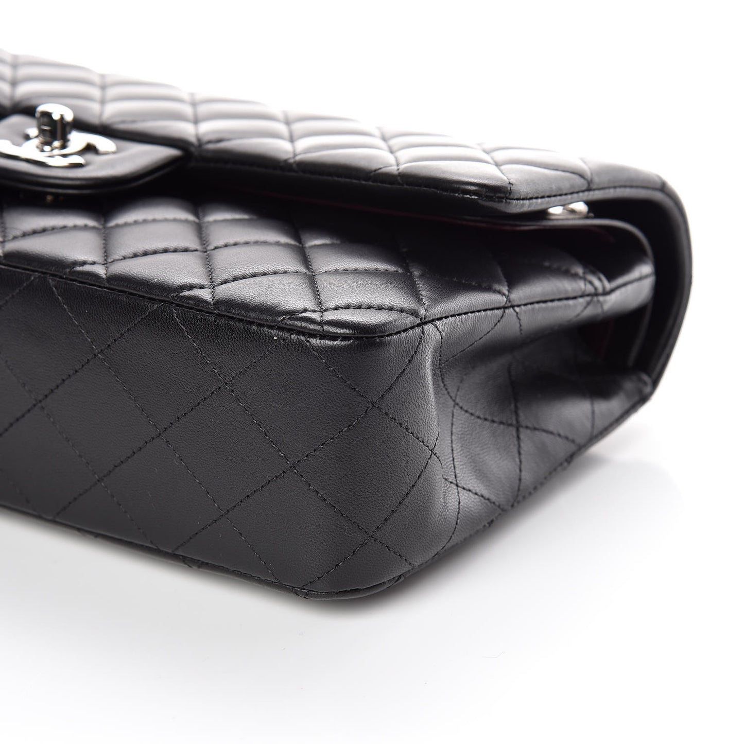 Lambskin Quilted Medium Double Flap Black