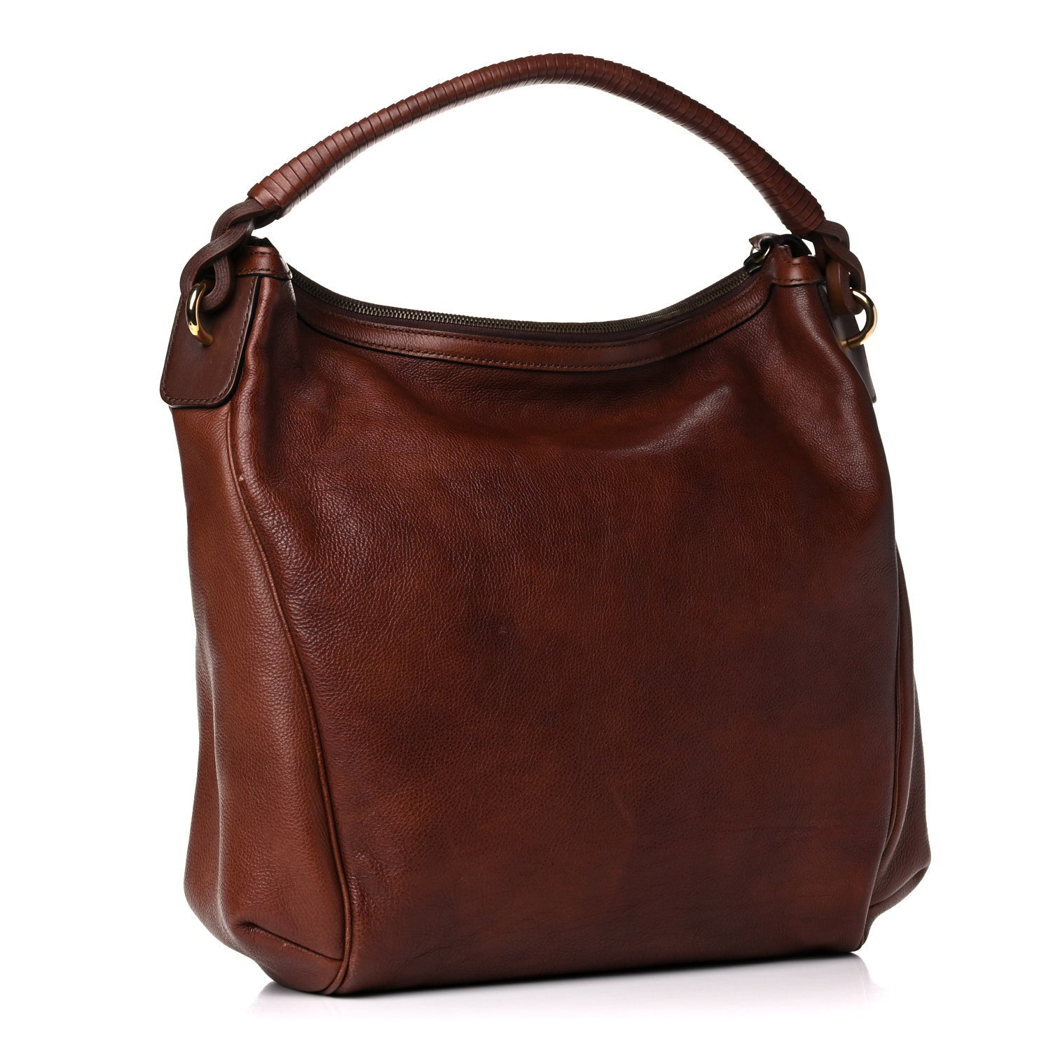 Gucci Calfskin Twist Strap Hobo Brown 2 of 23