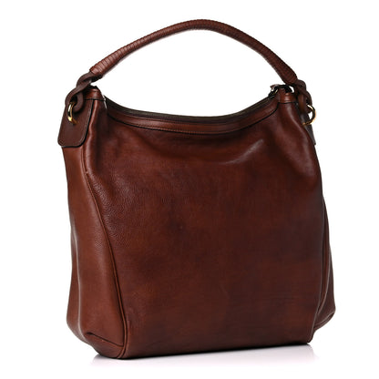 Gucci Calfskin Twist Strap Hobo Brown 2 of 23
