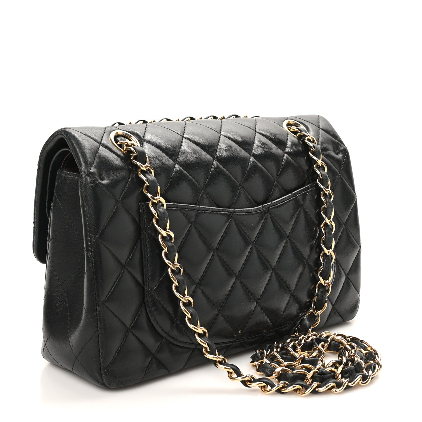 Lambskin Quilted Small Double Flap Black