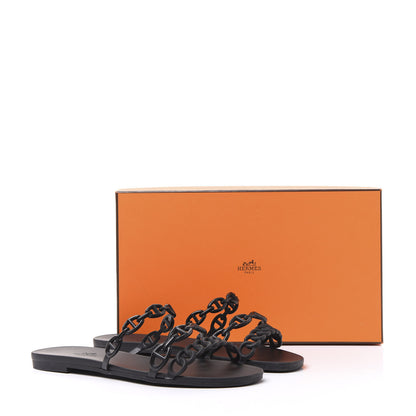 Hermes Rubber Chaine d'Ancre Rivage Sandals 37 Black 9 of 9