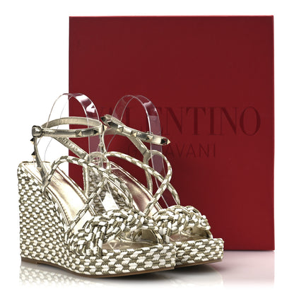 Valentino Garavani Metallic Laminated Nappa Espadrille 25/90mm Slide 40 White Platino 12 of 12