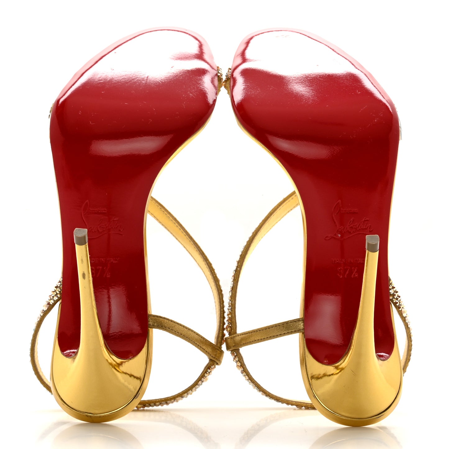 Metallic Nappa Embossed Crystal Rosalie 100 Sandals 37.5 Gold