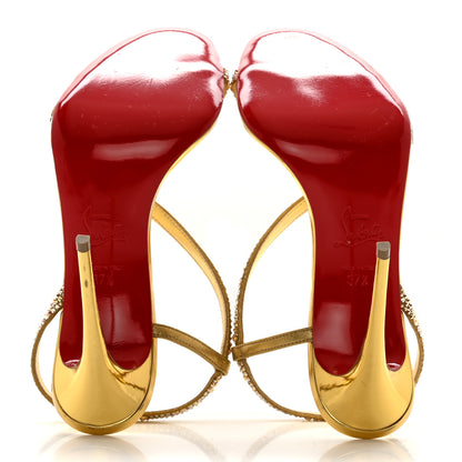 Christian Louboutin Metallic Nappa Embossed Crystal Rosalie 100 Sandals 37.5 Gold 5 of 10