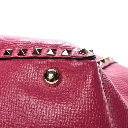 Valentino Garavani Textured Calfskin Medium Rockstud Tote Pop Fuxia 10 of 13