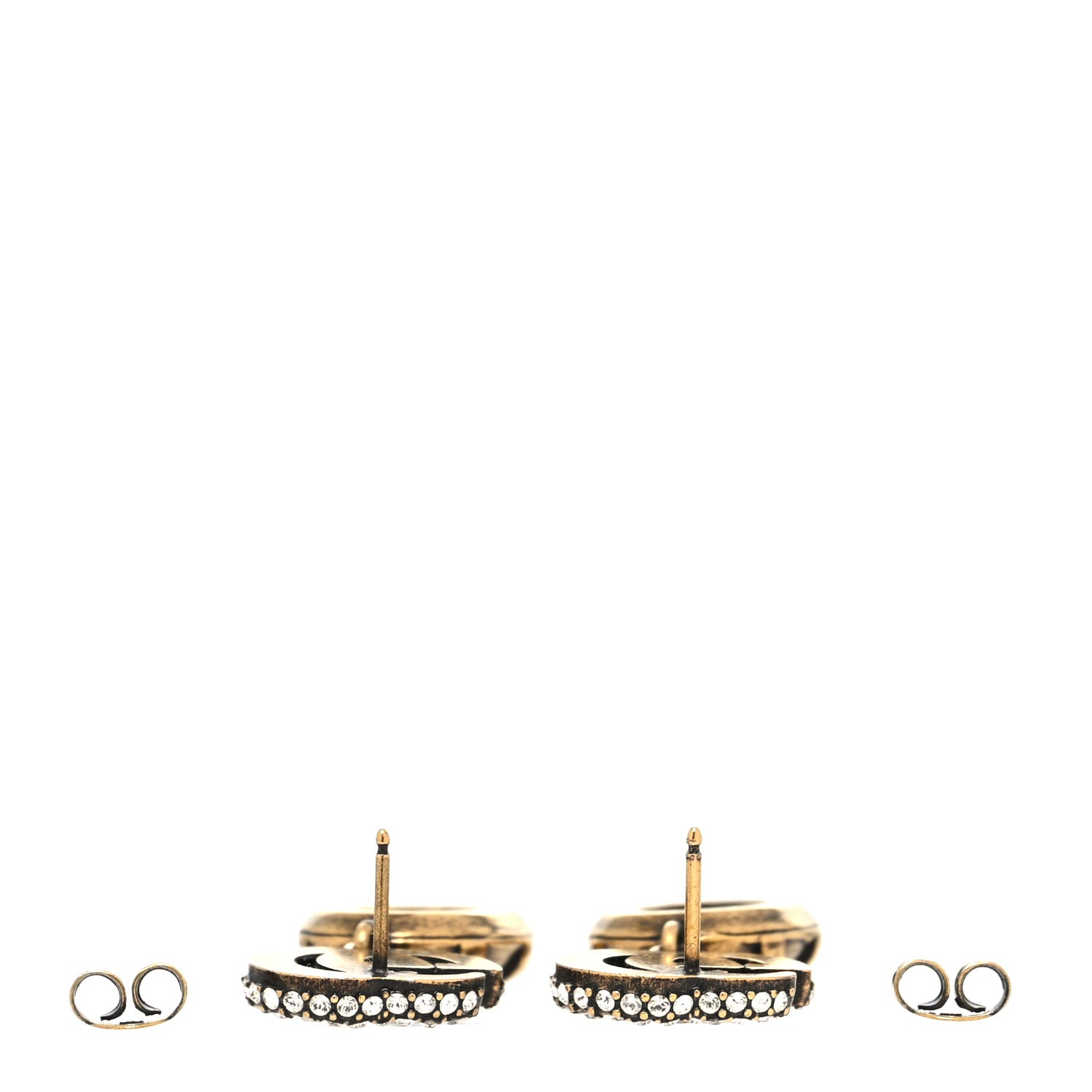 Gucci Crystal Double G Earrings Aged Gold 3 of 4