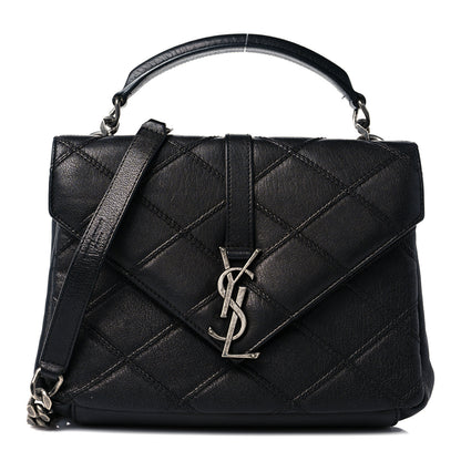 Saint Laurent Calfskin Matelasse Diamond Quilted Monogram Medium College Bag Black 1 of 13