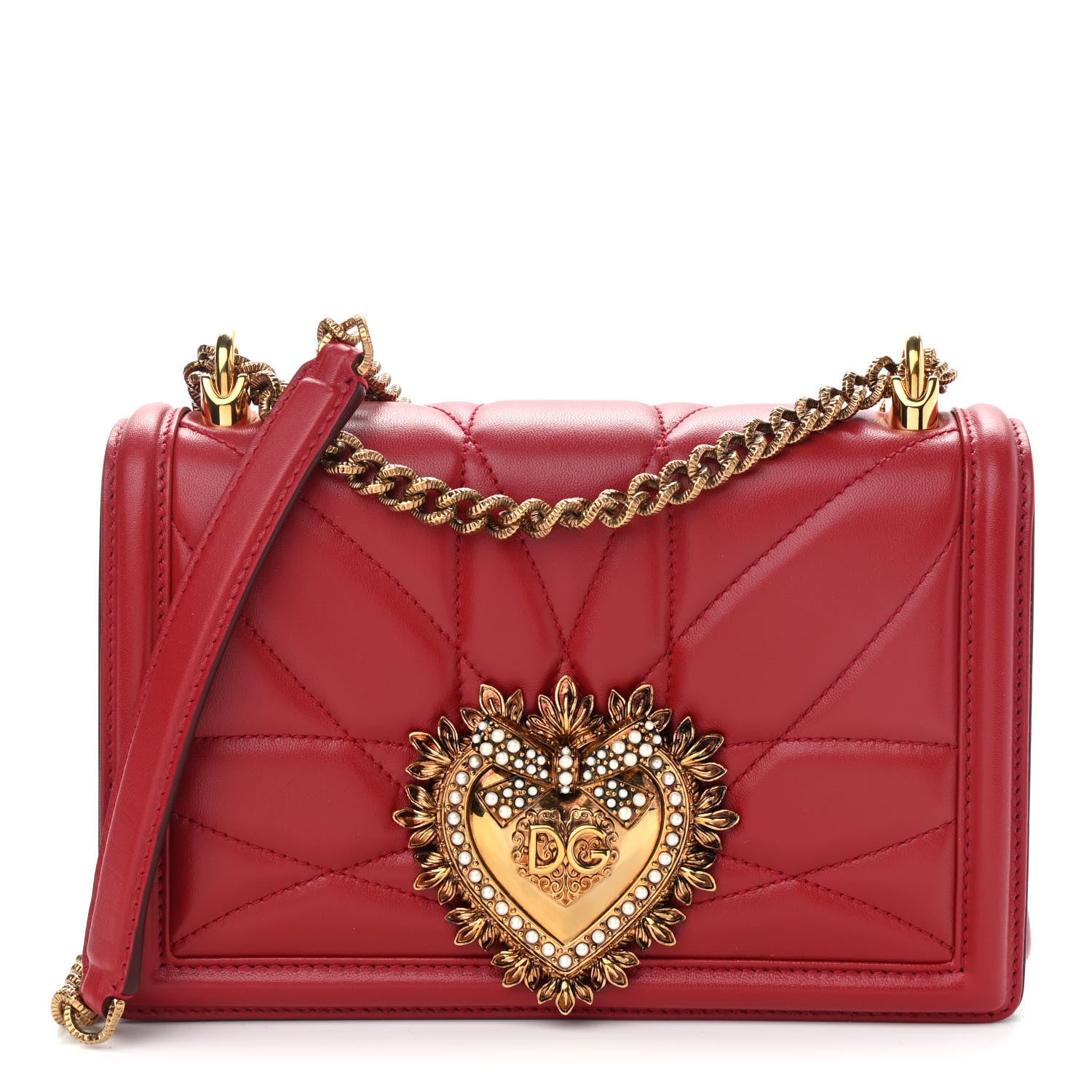 Dolce & Gabbana Nappa Devotion Crossbody Bag Rosso Papavero 1 of 10