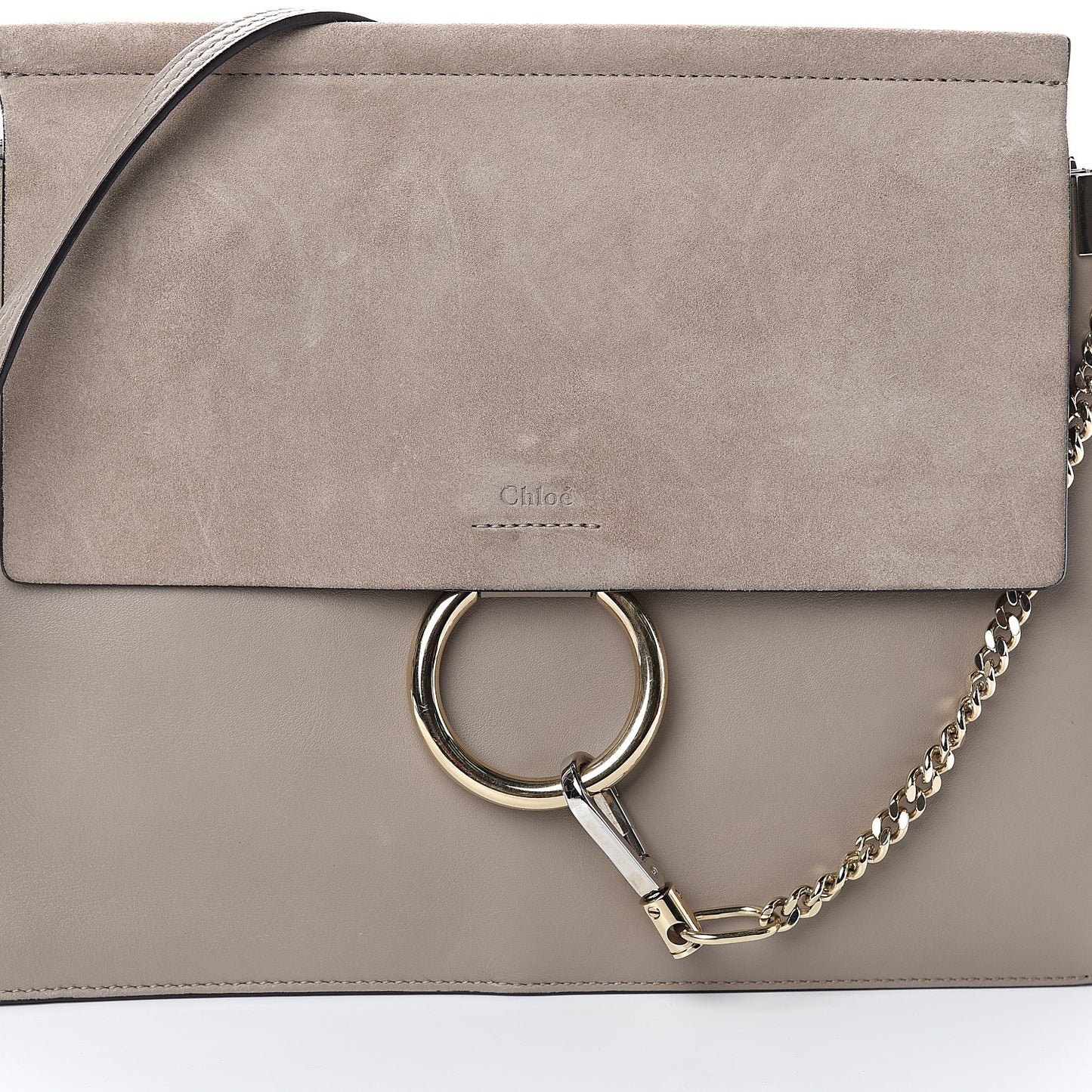 Calfskin Suede Medium Faye Shoulder Bag Motty Grey