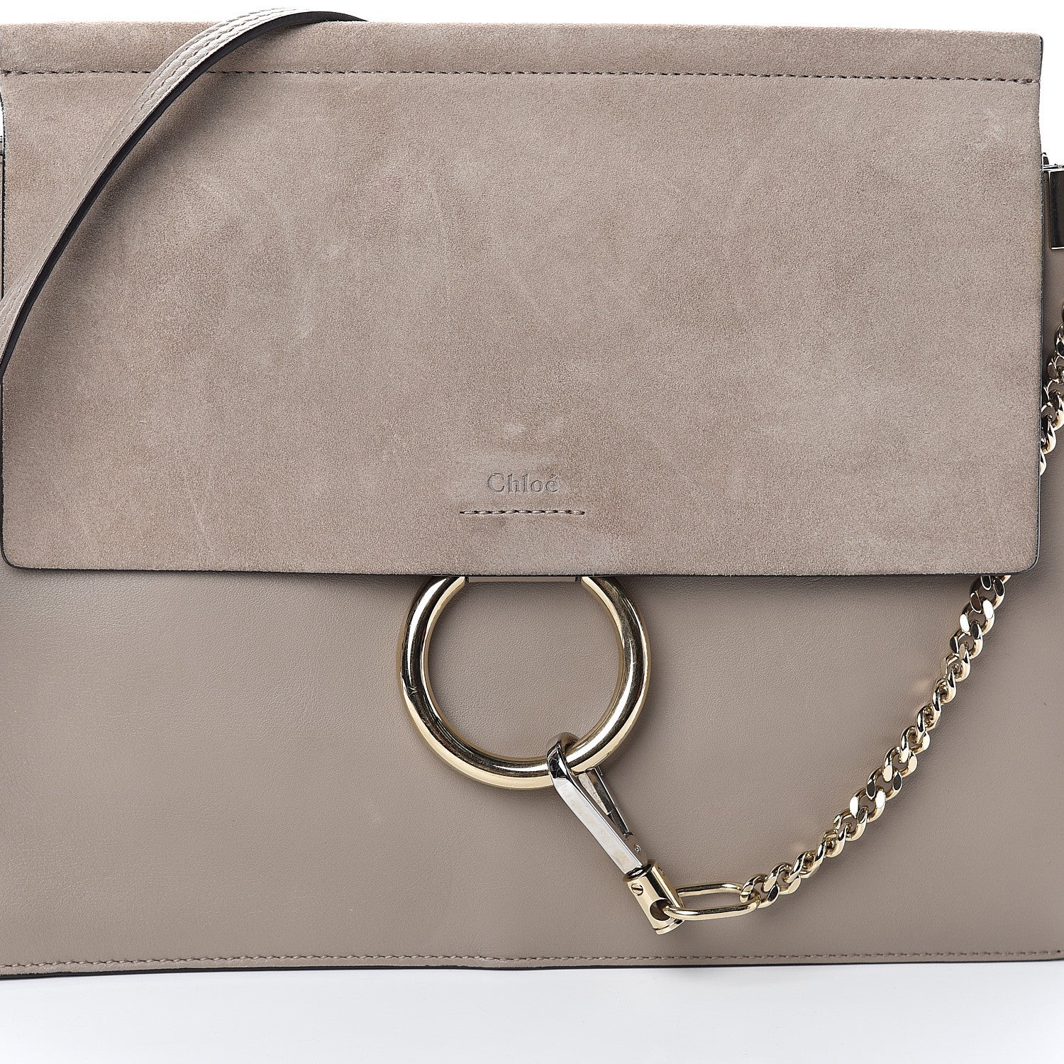 Chloe Calfskin Suede Medium Faye Shoulder Bag Motty Grey 6 of 6