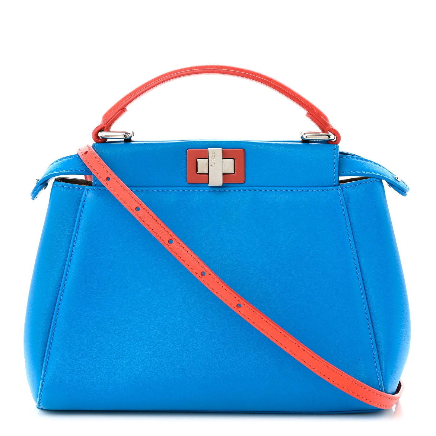 Nappa Colorblock Mini Peekaboo Iconic Satchel Blue Royal Papavero Cuoio