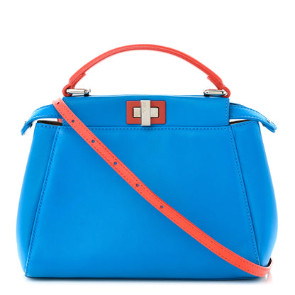 Fendi Nappa Colorblock Mini Peekaboo Iconic Satchel Blue Royal Papavero Cuoio 1 of 11