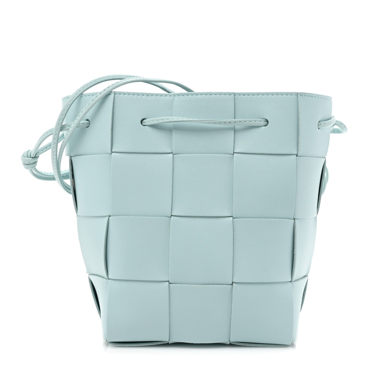 Nappa Maxi Intrecciato Small Cassette Bucket Bag Topazio Silver