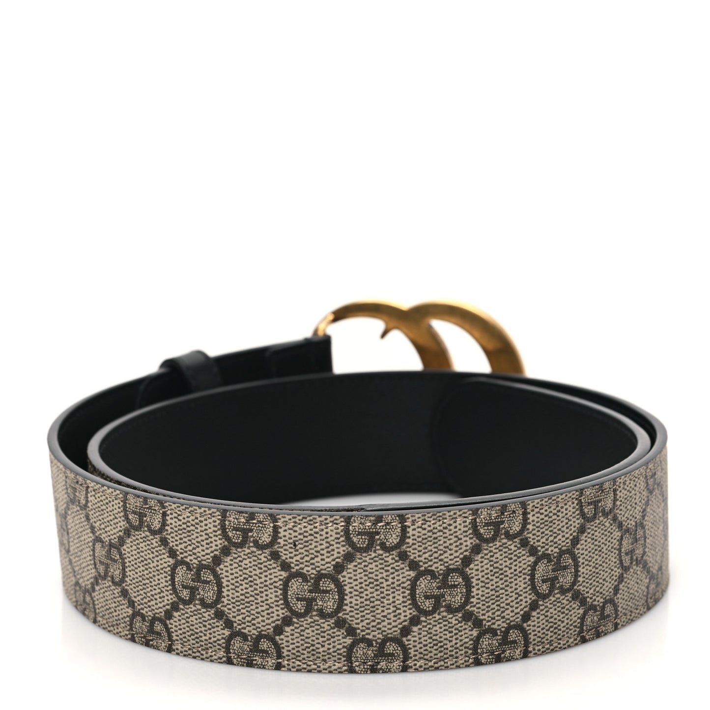 GG Supreme Monogram Matte Plutone Calfskin Double G 40mm Belt 85 34 Beige Ebony Black