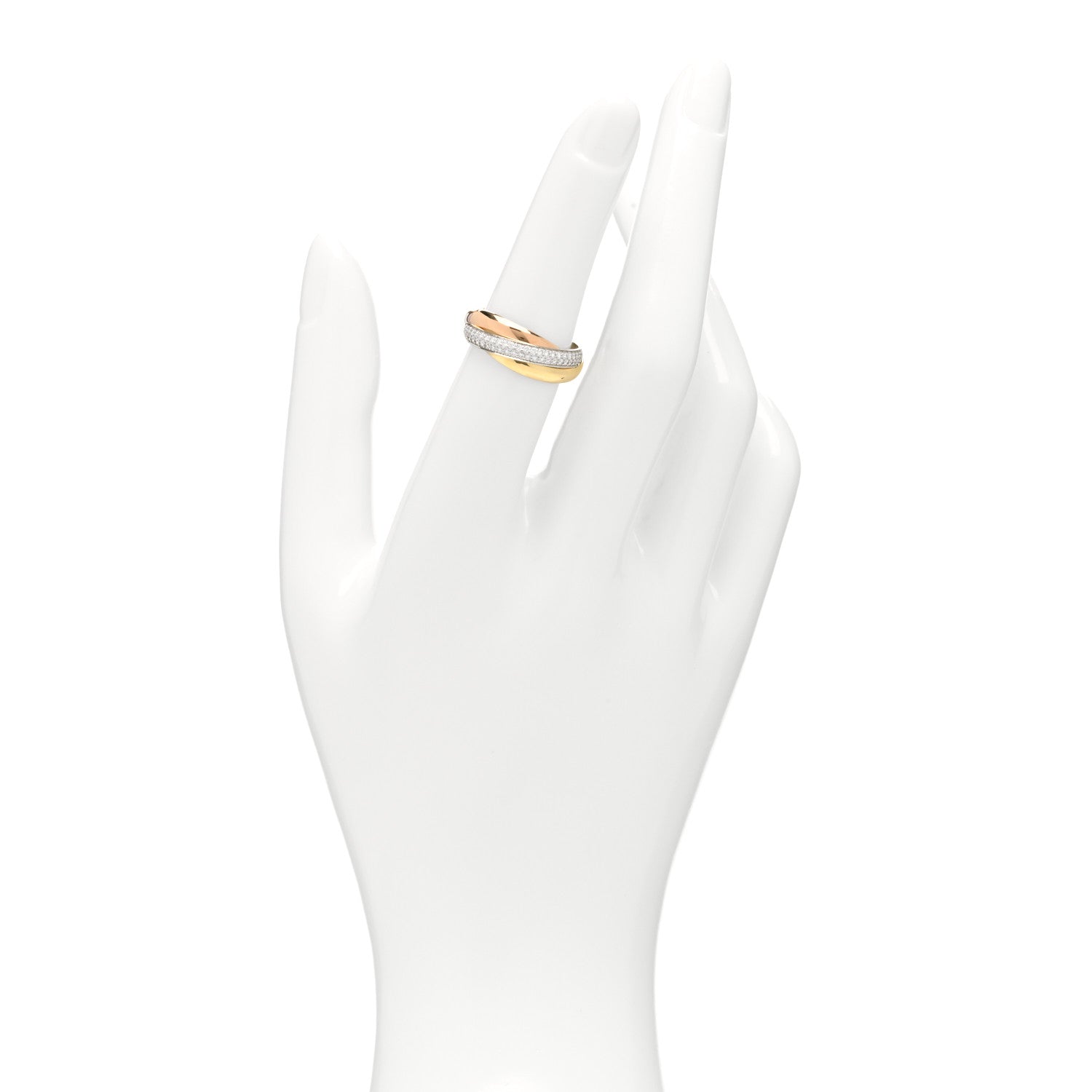 Cartier 18K White Yellow Pink Gold Diamond Small Trinity Paved Ring 50 5.25 2 of 5