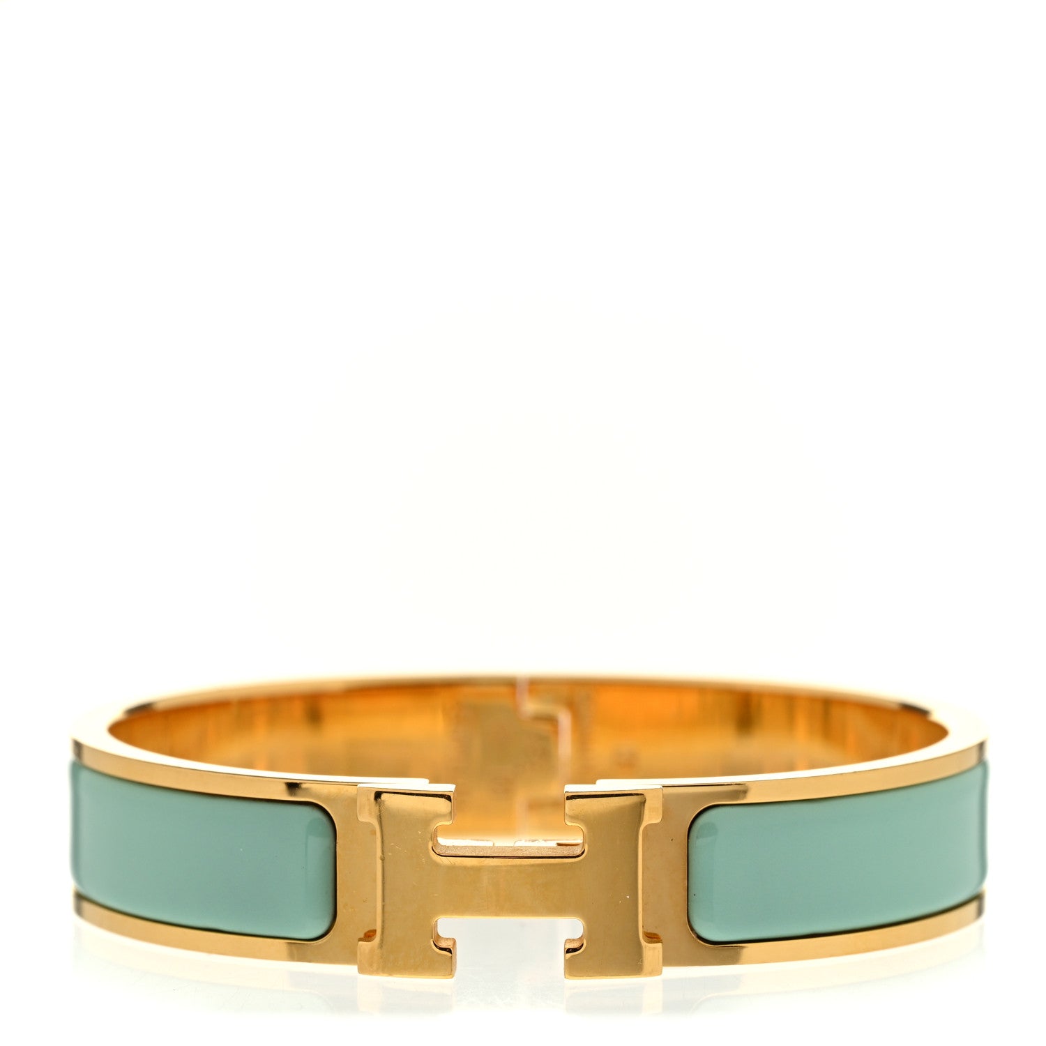 Hermes Enamel Narrow Clic Clac H Bracelet PM Vert Aqua 1 of 5