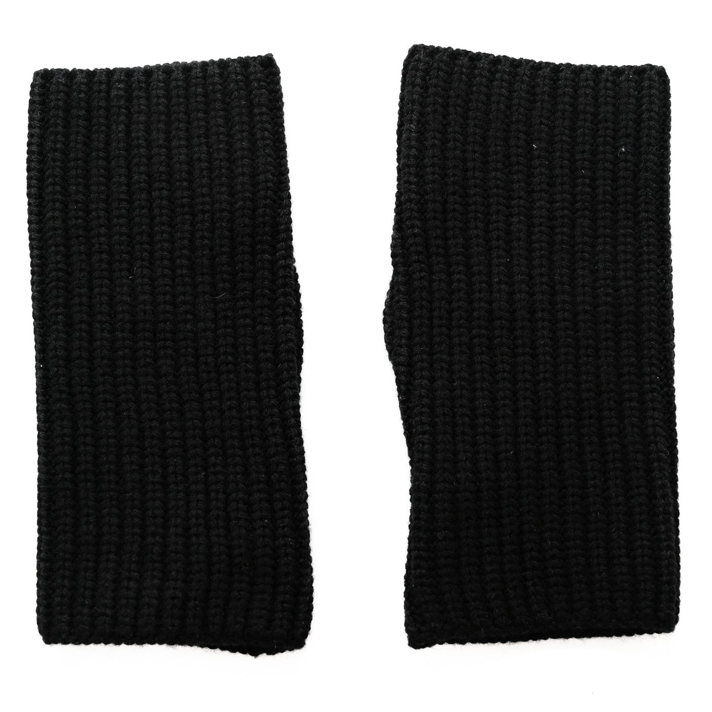 Wool Cashmere Knit Fingerless Gloves Black White