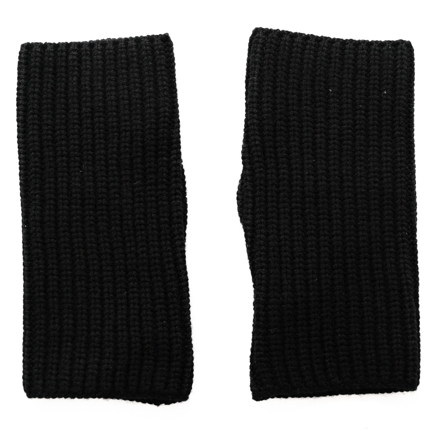 Chanel Wool Cashmere Knit Fingerless Gloves Black White 2 of 4