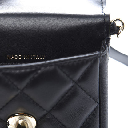 Chanel Lambskin Quilted Phone Chain Clutch Waist Bag Black 10 of 12
