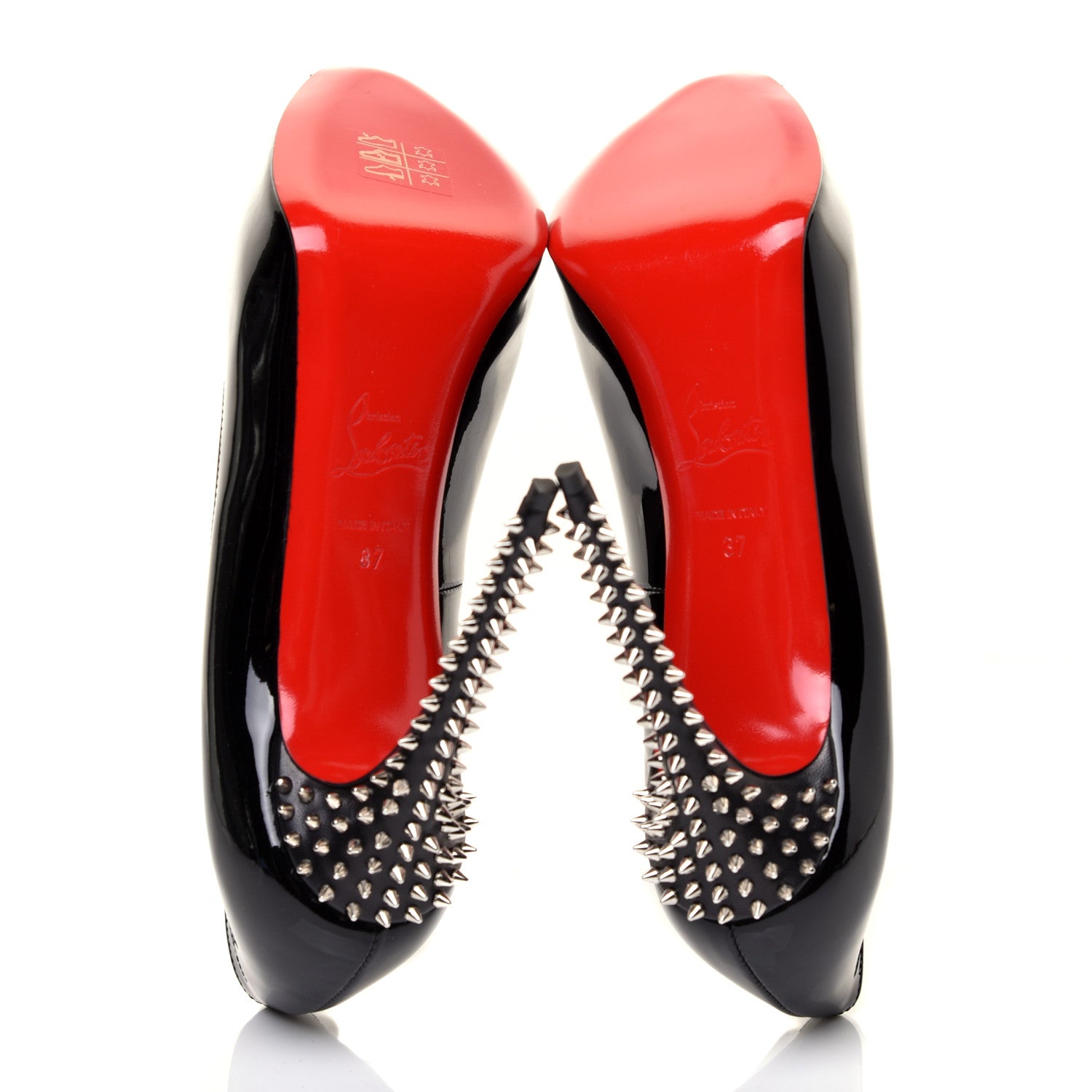 Christian Louboutin Patent New Very Prive Spikes 120 Pumps 37 Black 5 of 9