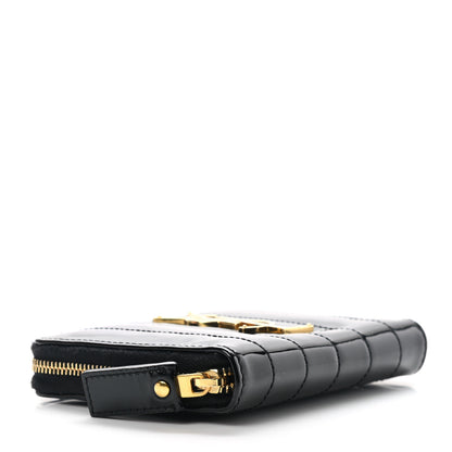 Saint Laurent Patent Matelasse Monogram Vicky Zip Around Card Holder Black 4 of 12