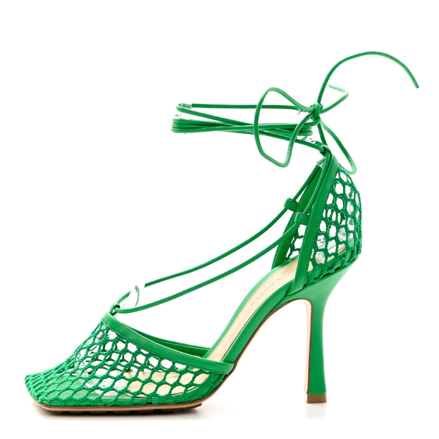 Mesh Nappa Stretch Ankle Tie 90mm Sandals 35 Grass