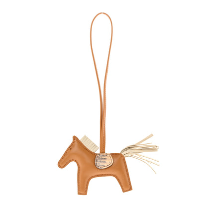 Hermes Milo Lambskin Lizard Touch Grigri Rodeo Horse Bag Charm PM Sesame Craie Desert 1 of 5
