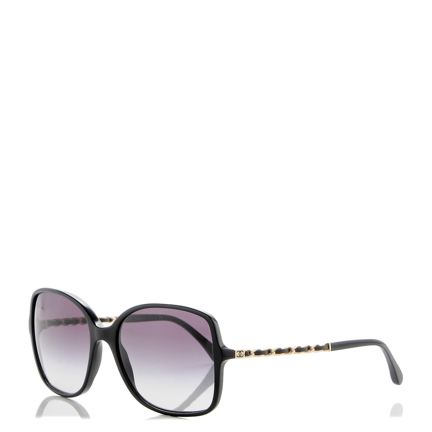 Lambskin Square Chain Sunglasses 5210-Q Black