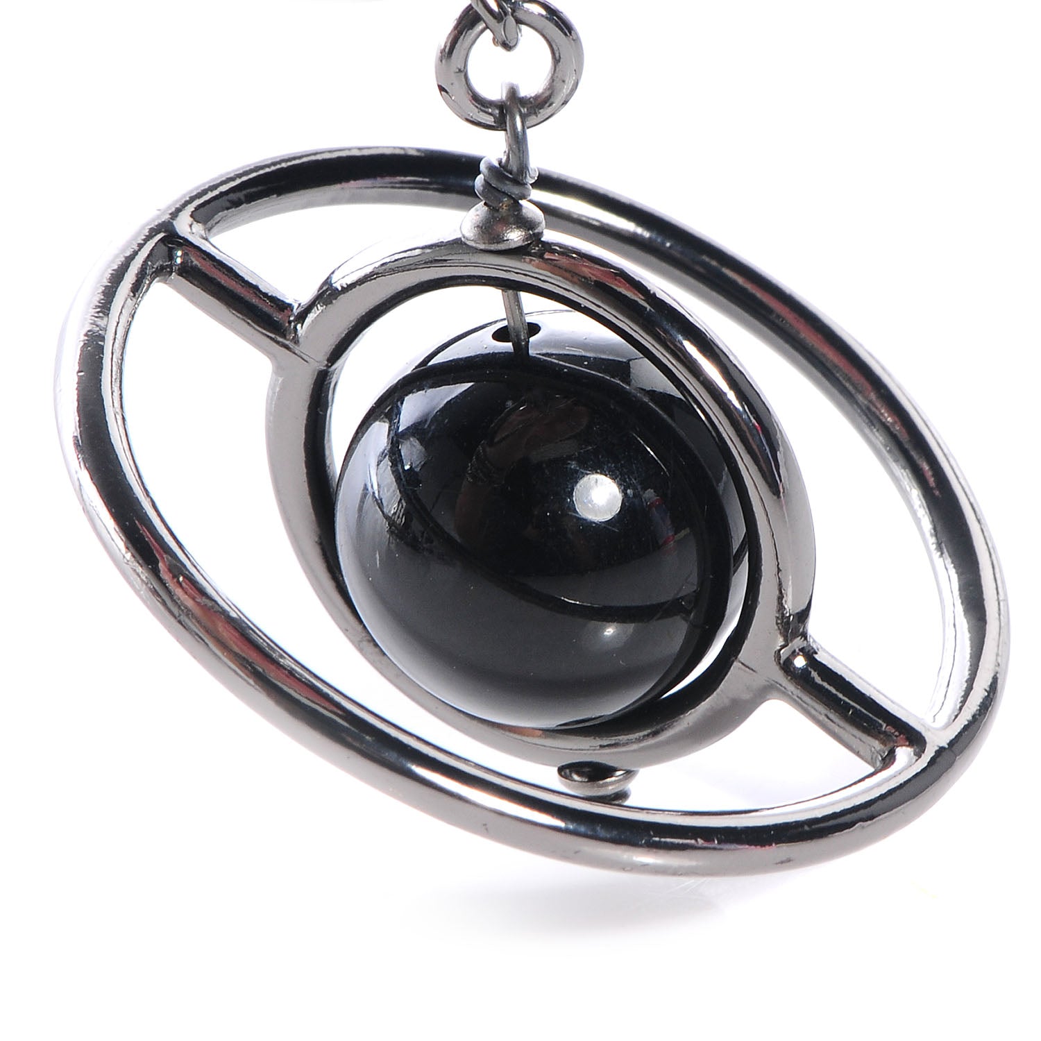 Chanel Ruthenium Large Saturn Drop Earrings 4 of 7