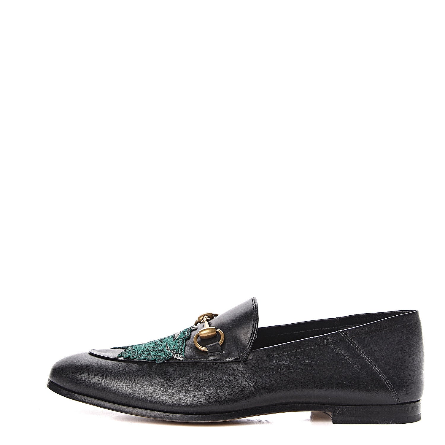 Gucci Lambskin Wolf Embroidered Mens Brixton Horsebit Loafers 7.5 Black 1 of 10