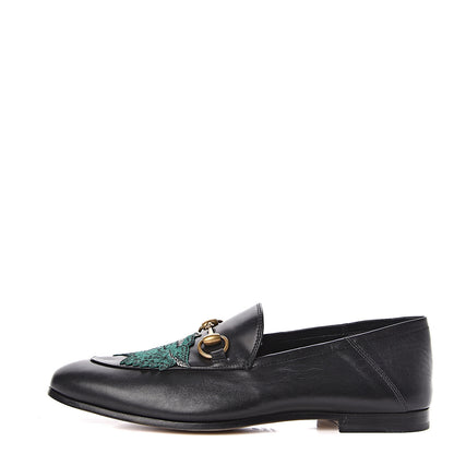 Gucci Lambskin Wolf Embroidered Mens Brixton Horsebit Loafers 7.5 Black 1 of 10